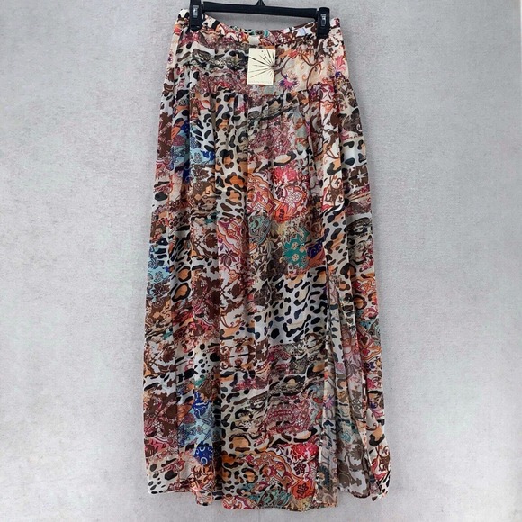 NWT Boston Proper Boho Maxi Skirt Sz 6 Colorful Abstract Flowy Southwestern - Picture 7 of 16